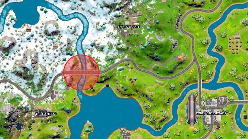 Fortnite Behemoth Bridge marked on map