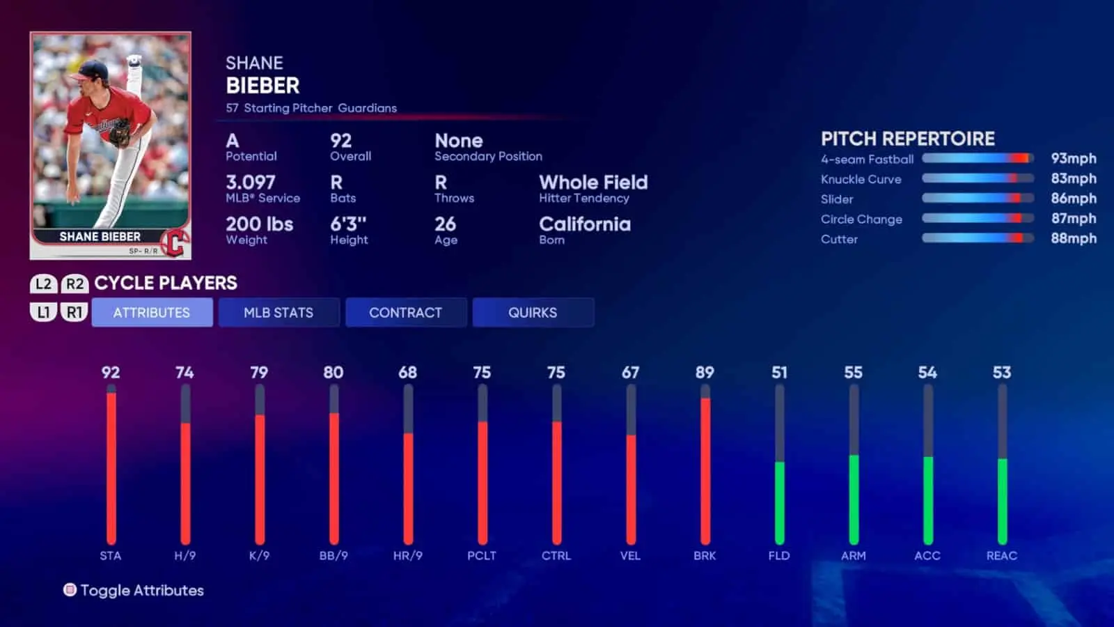 shane bieber mlb the show 22