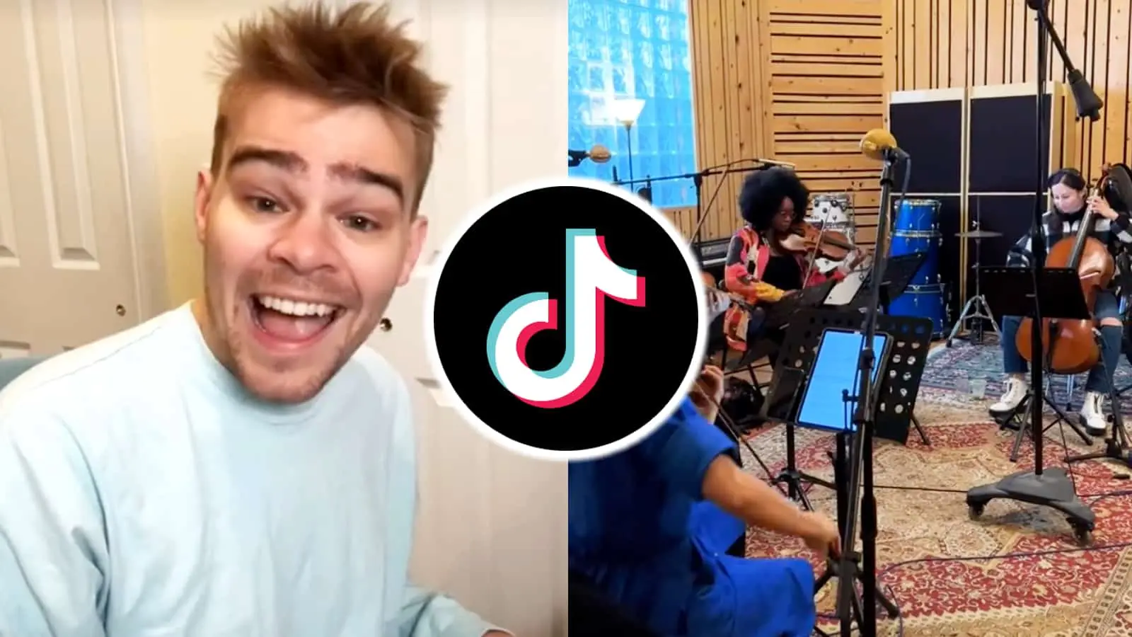 Daniel Mertzlufft next to TikTok logo and band