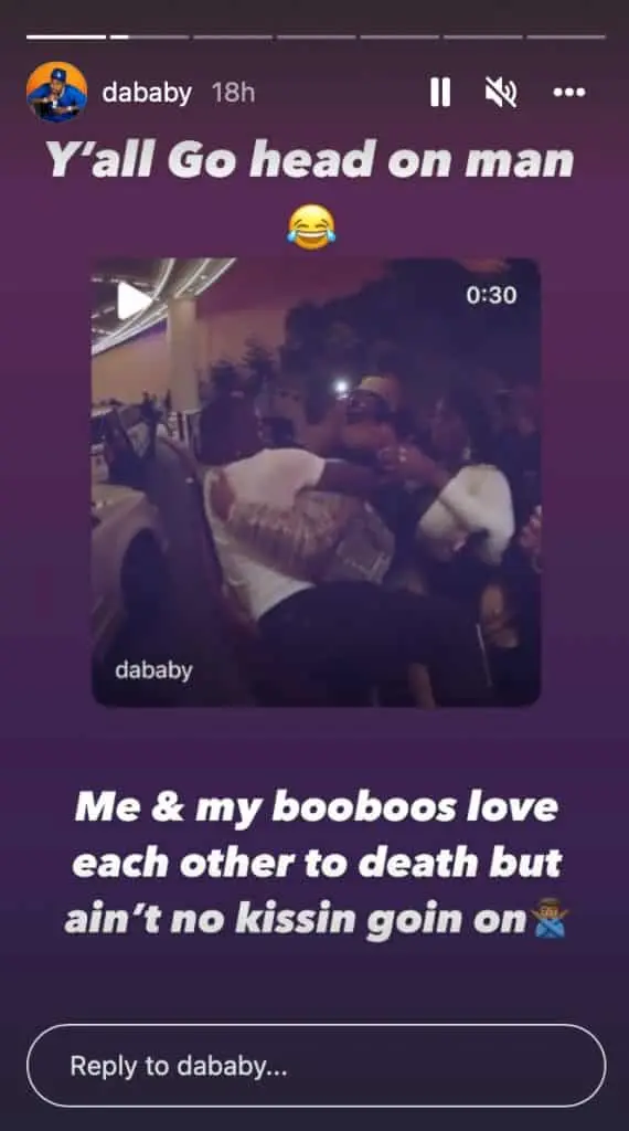 DaBaby shares a video to his Instagram story