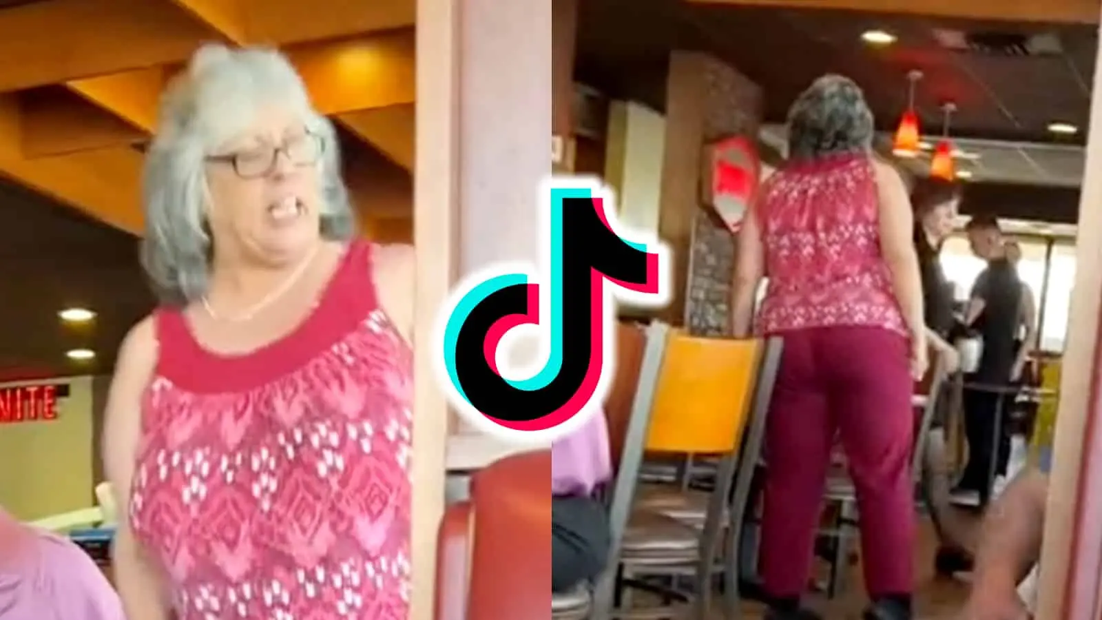 Woman in pink shirt next to TikTok logo