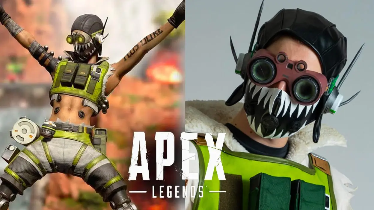 Octane in Apex Legends next to Octane cosplayer