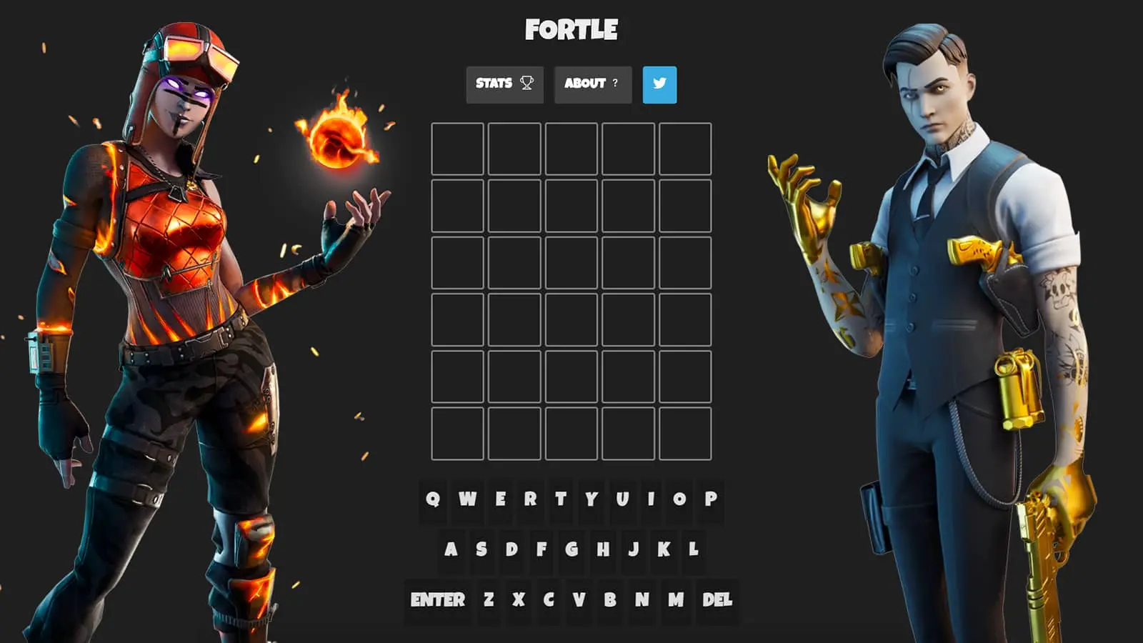 A screenshot of Fortnite Wordle clone Fortle