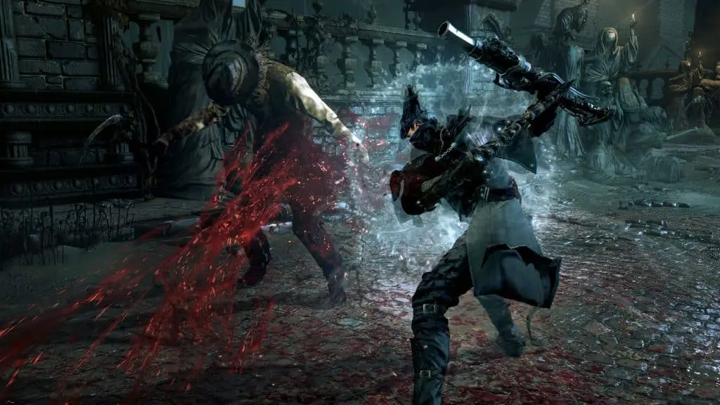 Bloodborne hunter in combat