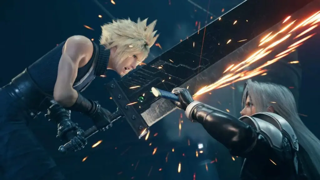 Cloud fighting Sephiroth