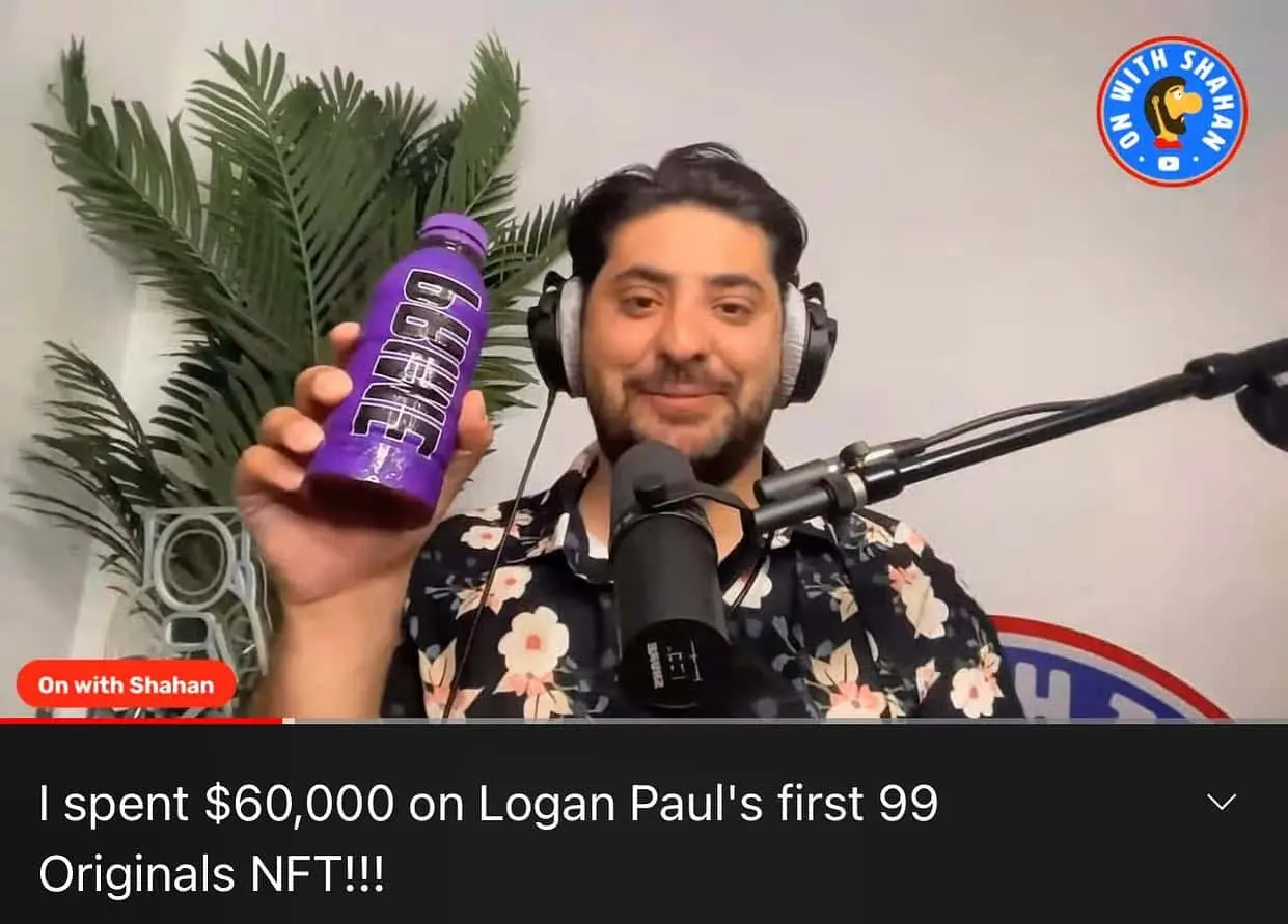 Shahan Khoshafian 99 Originals NFT video holding Logan Paul KSI Prime drink