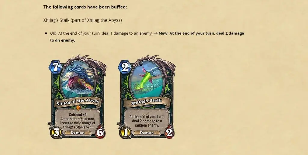 xhilag of the abyss card buff hearthstone