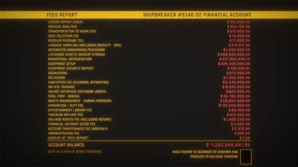 hardspace shipbreaker employee debt