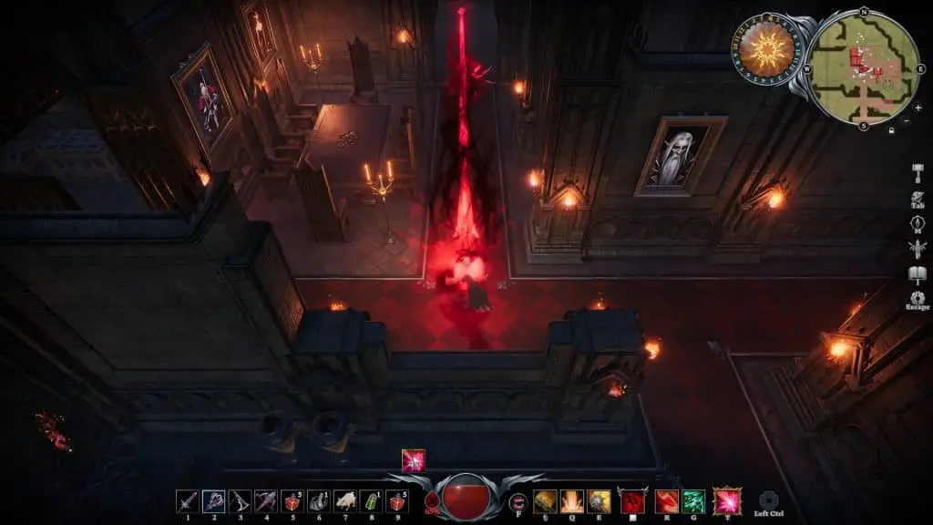 V Rising screenshot showing a castle interior