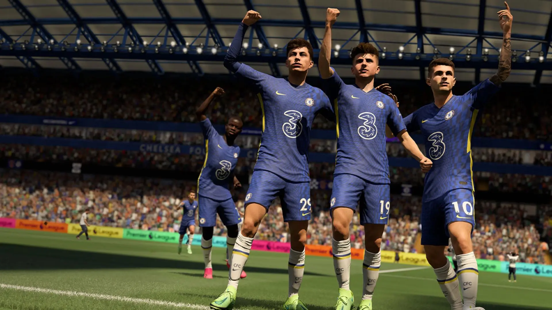 chelsea team celebrating in fifa