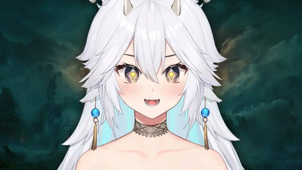 Veibae smiling with elden ring background