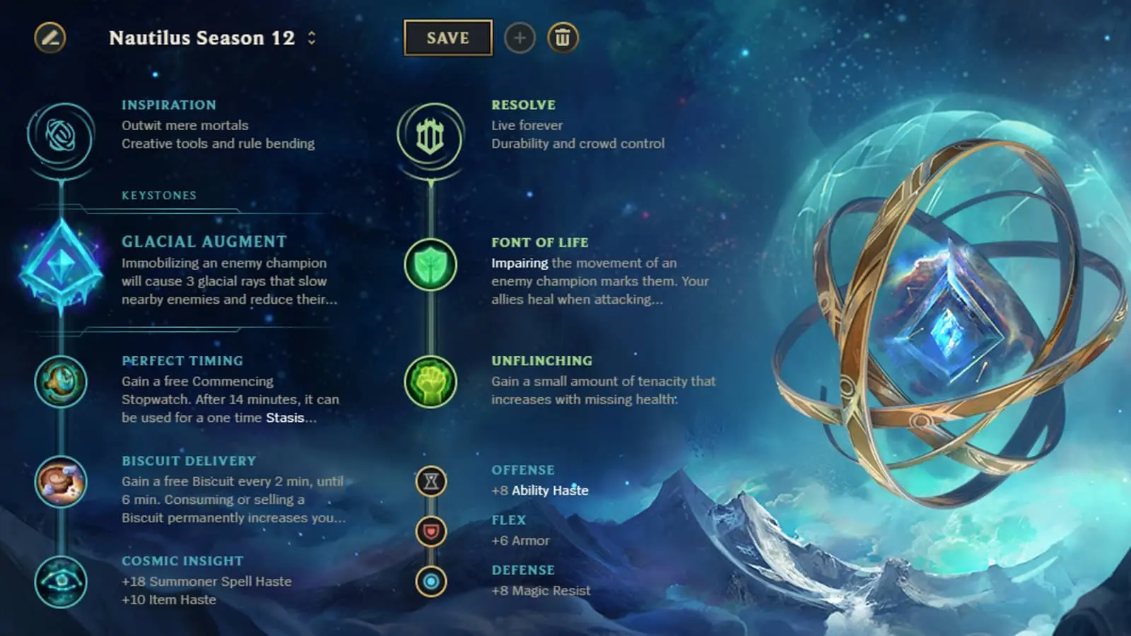 nautilus runes league of legends blue