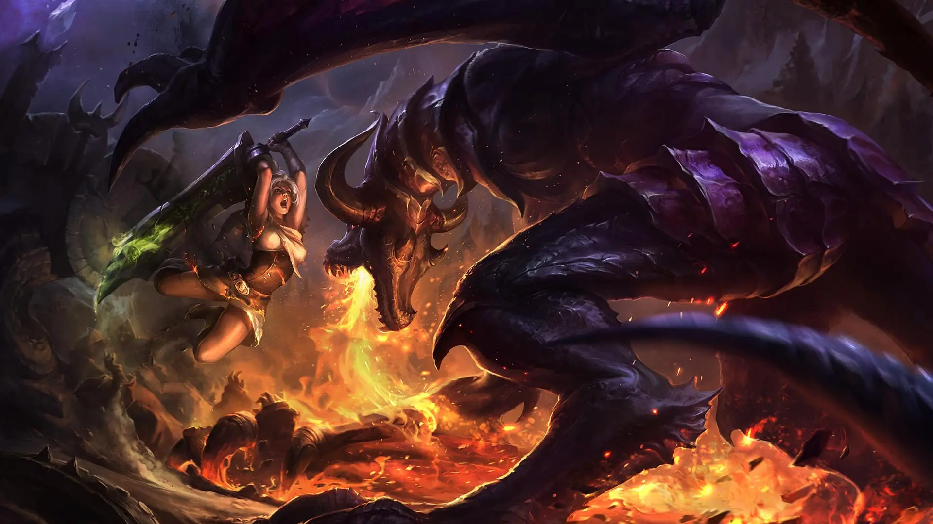 League Of Legends Promo Art, featuring Riven.