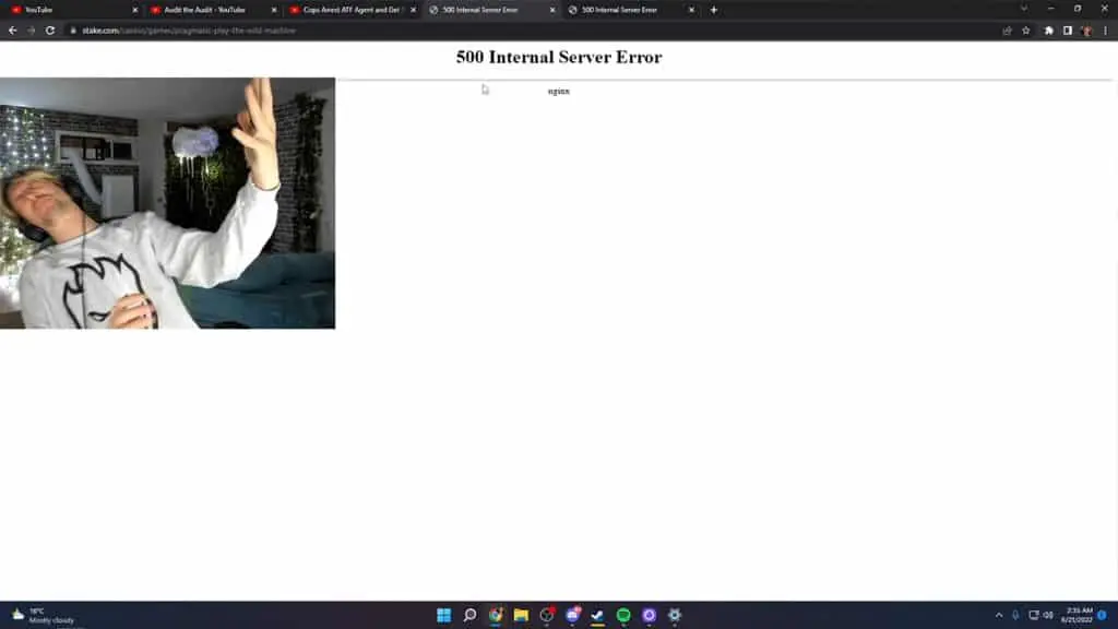 xqc gambling stream error