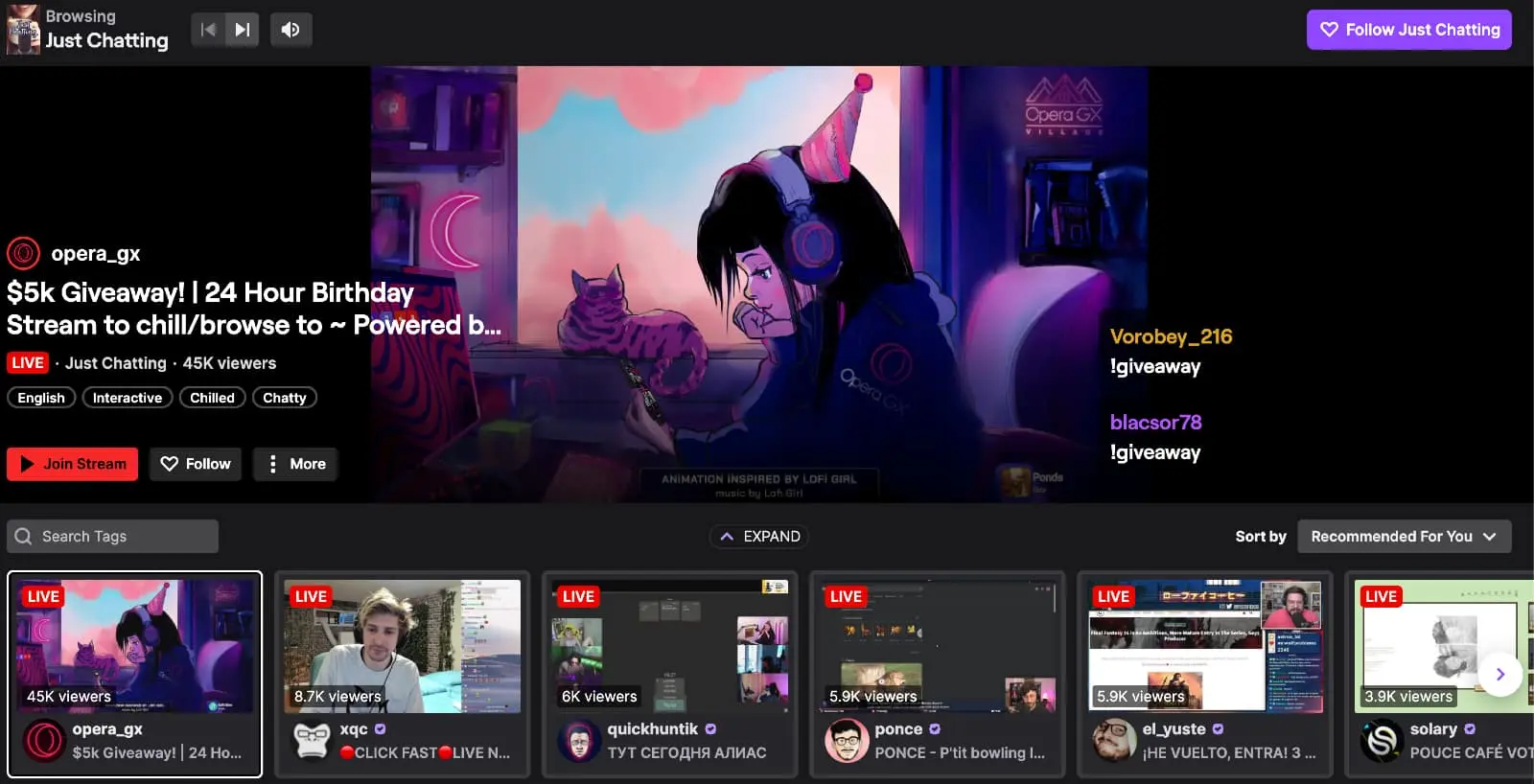 New Twitch layout