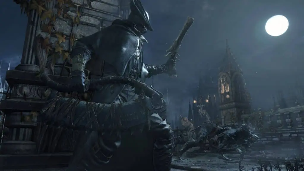 hunter fighting werewolf enemy in bloodborne