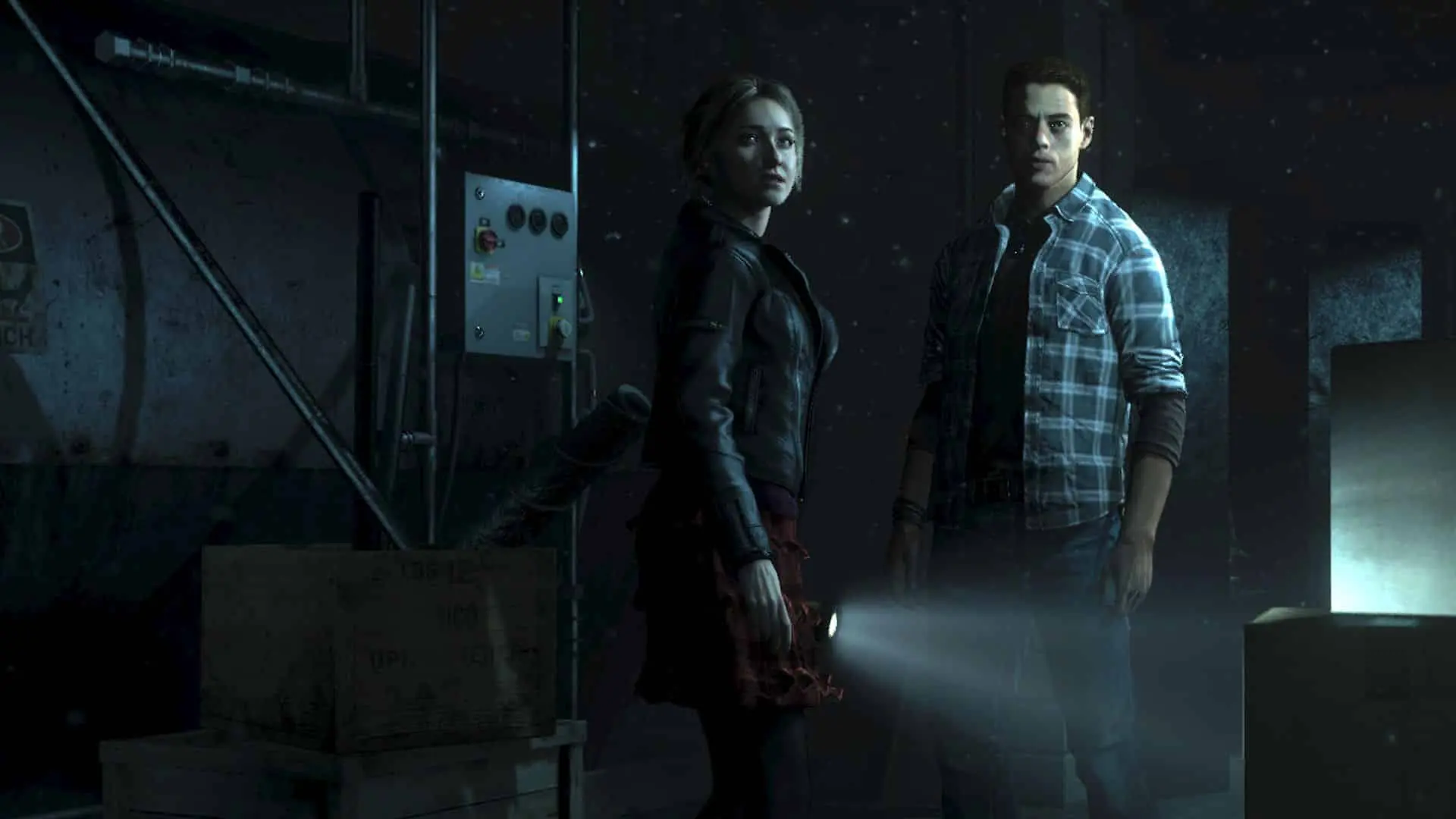 josh and sam standing together in until dawn