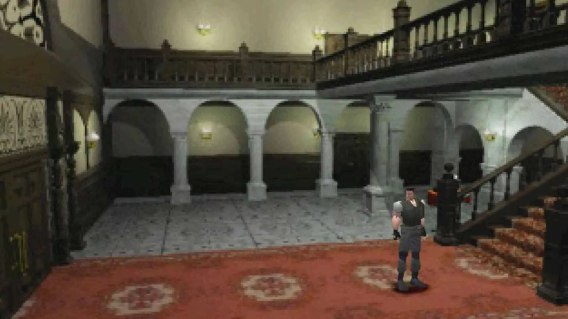 Chris Redfield exploring spencer mansion in resident evil 1