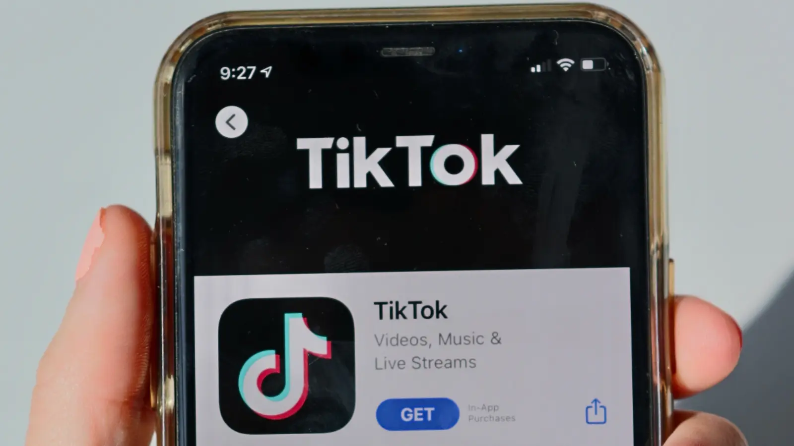 TikTok logo on a phone