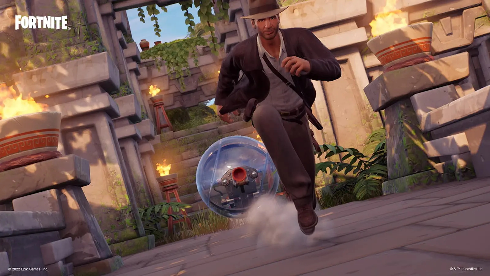 The Indiana Jones skin appearing in Fortnite