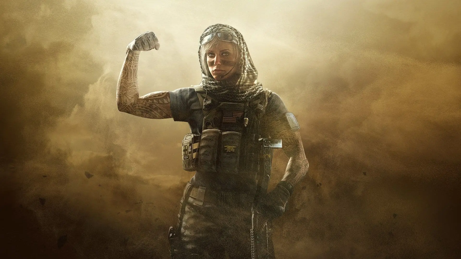 valkyrie posing flexing in rainbow six siege