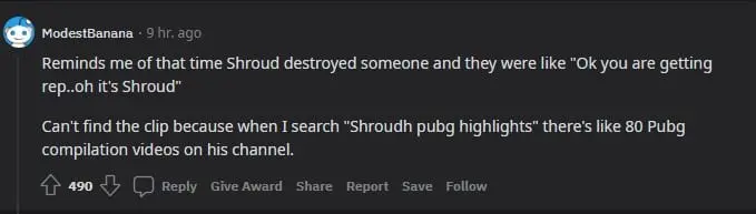 a comment from shroud's Valorant wallbang post