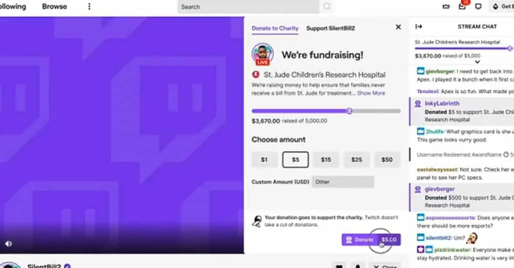 Twitch donations