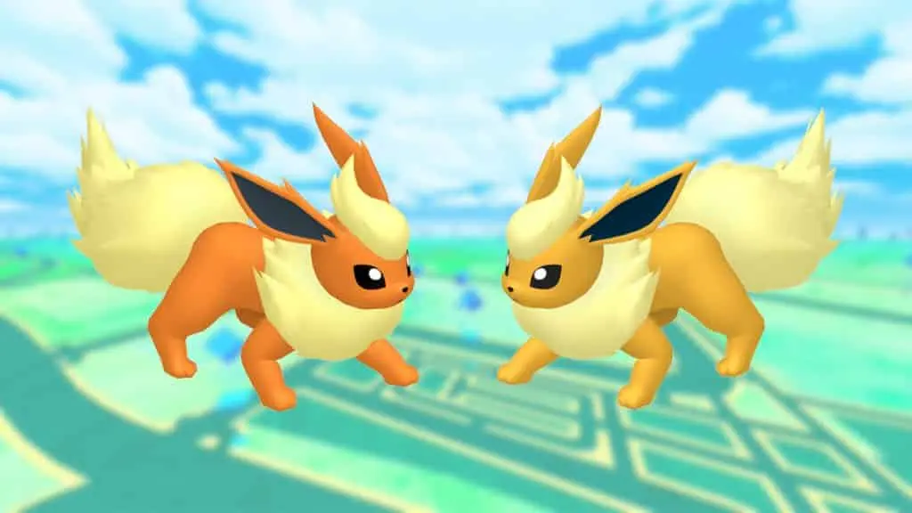 Shiny Eevee evolution Flareon in Pokemon GO