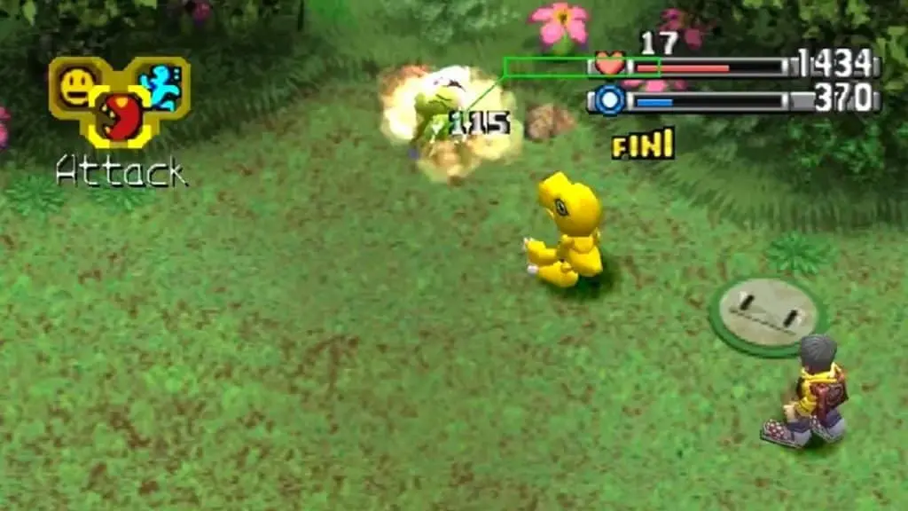 An image of the battle screen in Digimon World.