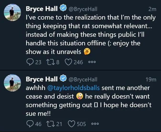 bryce hall tayler holder tweets