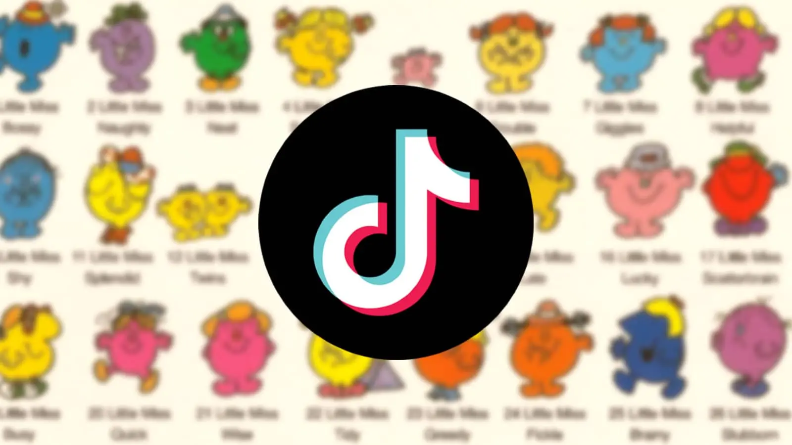 TikTok logo in the middle of Little Miss characters