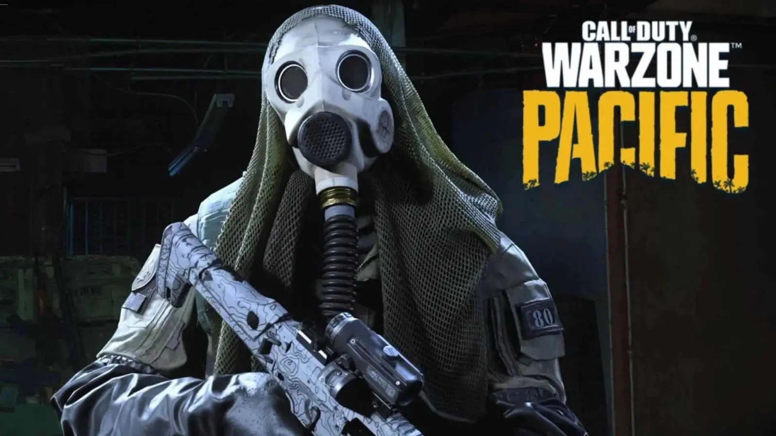 warzone operator with gas mask