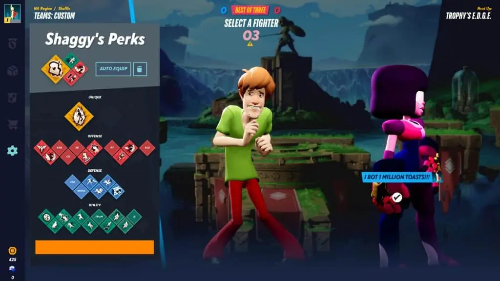 Multiversus screenshot showing the perks menu