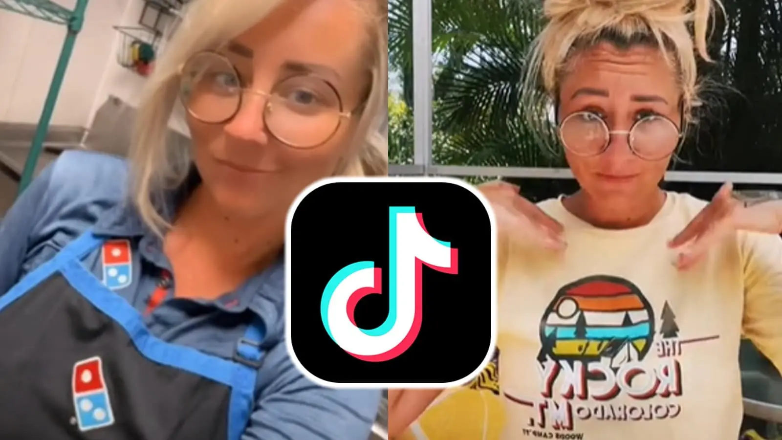 TikToker Taco Samiee in her Domino's uniform and casual wear with TikTok logo