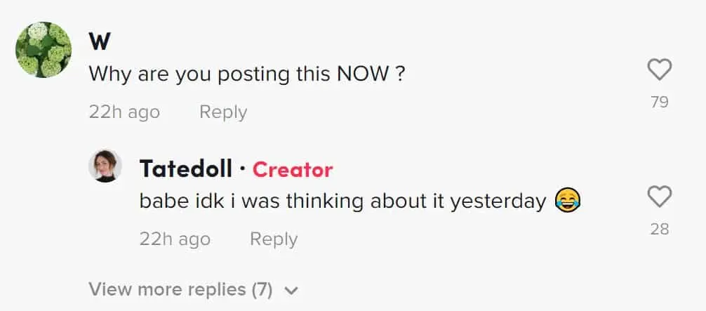 tatedoll tiktok comment 1