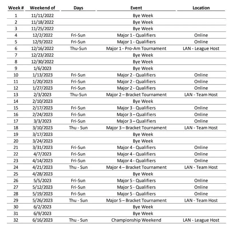 CDL 2023 schedule leak