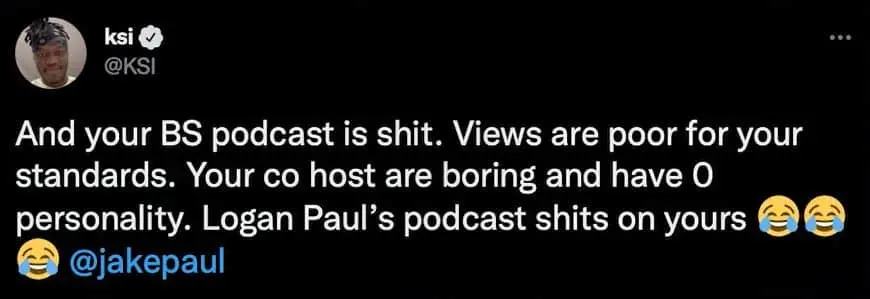 ksi podcast tweet