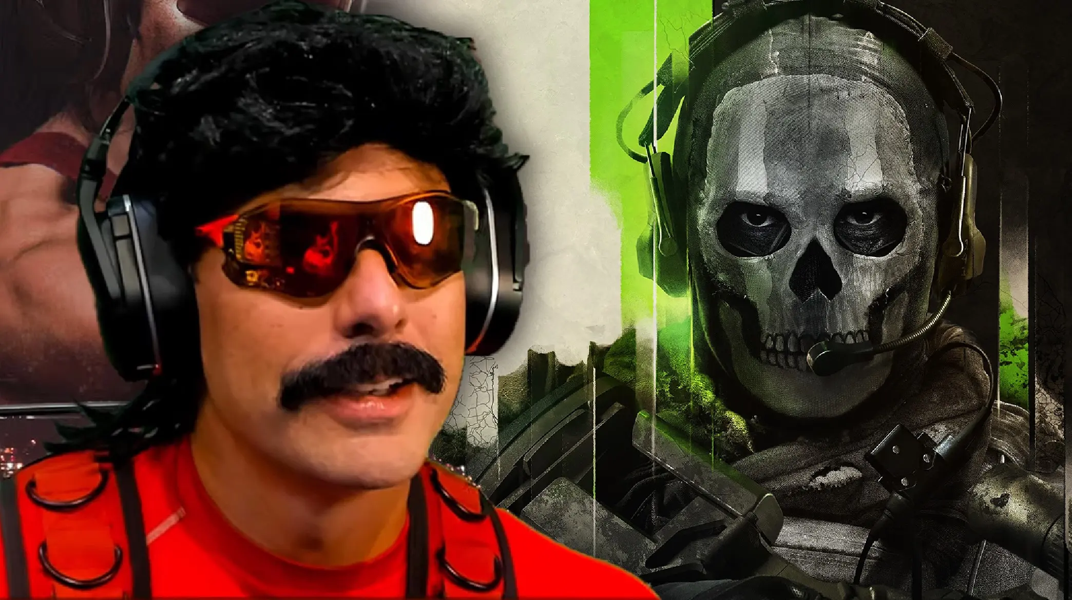 Dr Disrespect next to Modern Warfare 2 cover