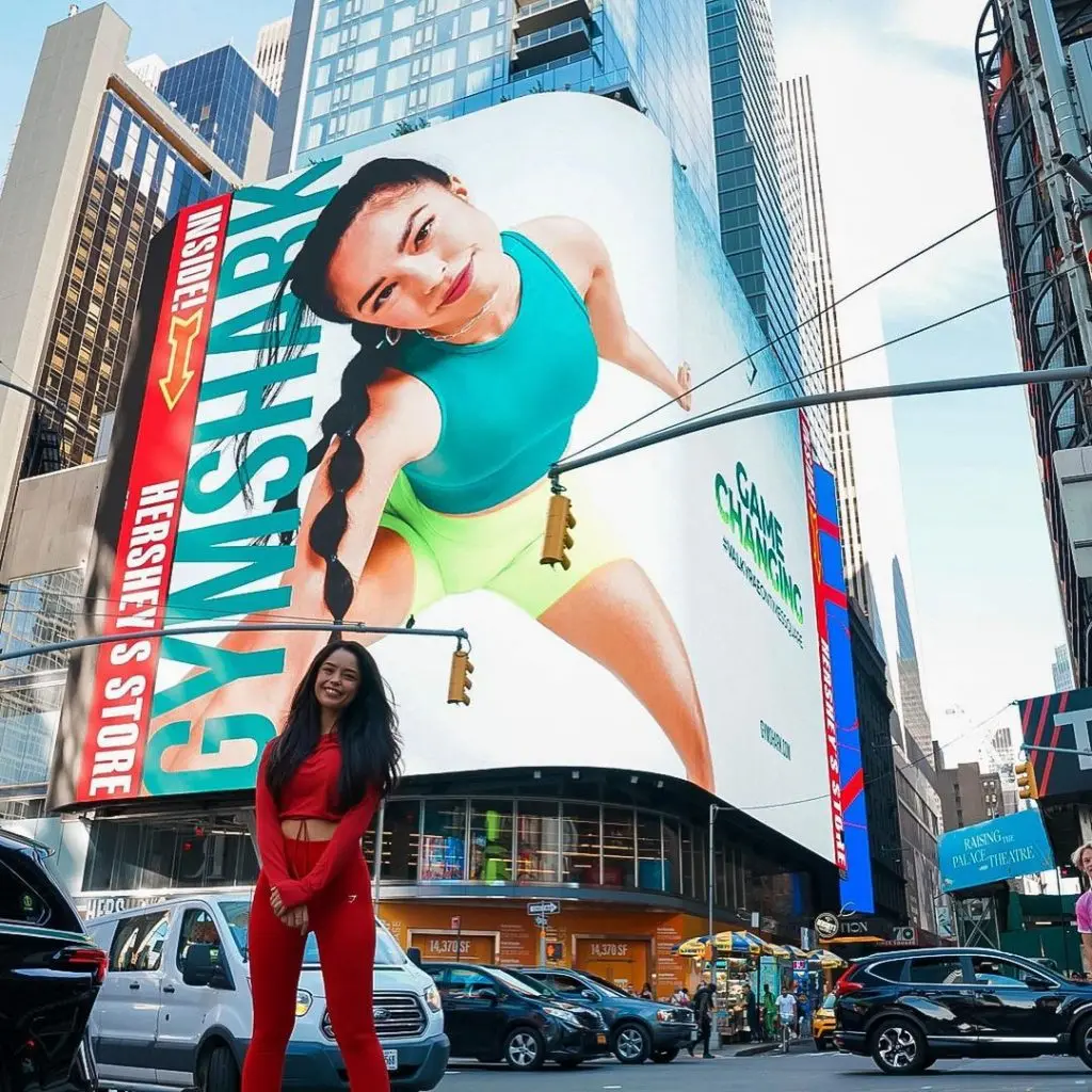 valkyrae gymshark billboard times square