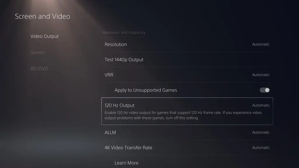 PlayStation 5 settings