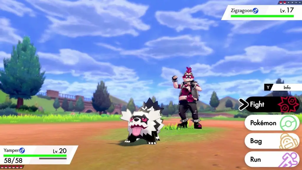 A battle in Pokemon Sword and Shield