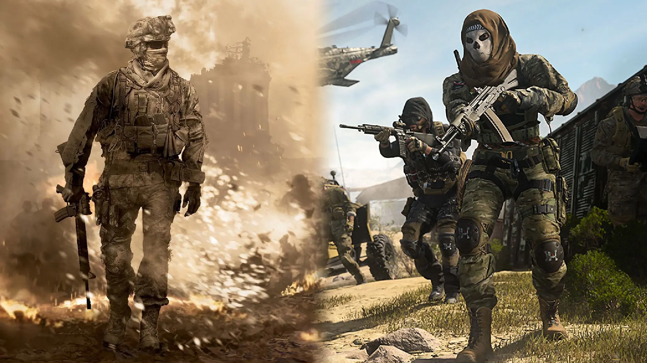 Modern Warfare 2 2009 cover next to Modern Warfare 2 2022 gameplay