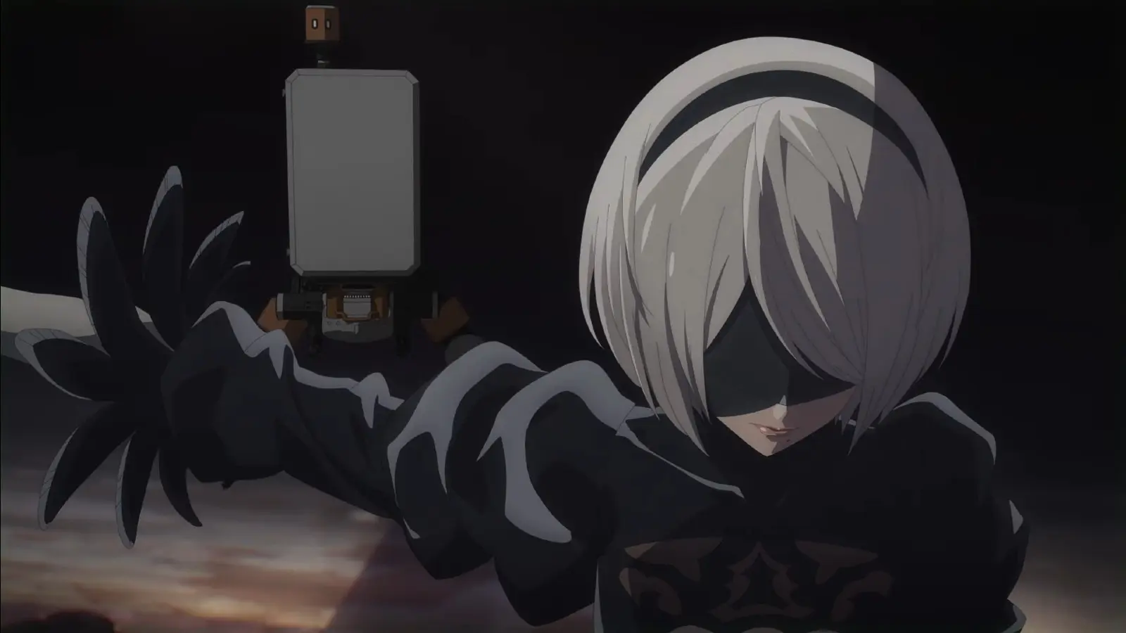 An image of android 2B from the Neir Automata Ver 1.1a anime