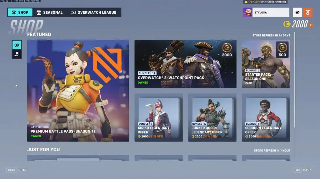 Overwatch 2 in-game shop