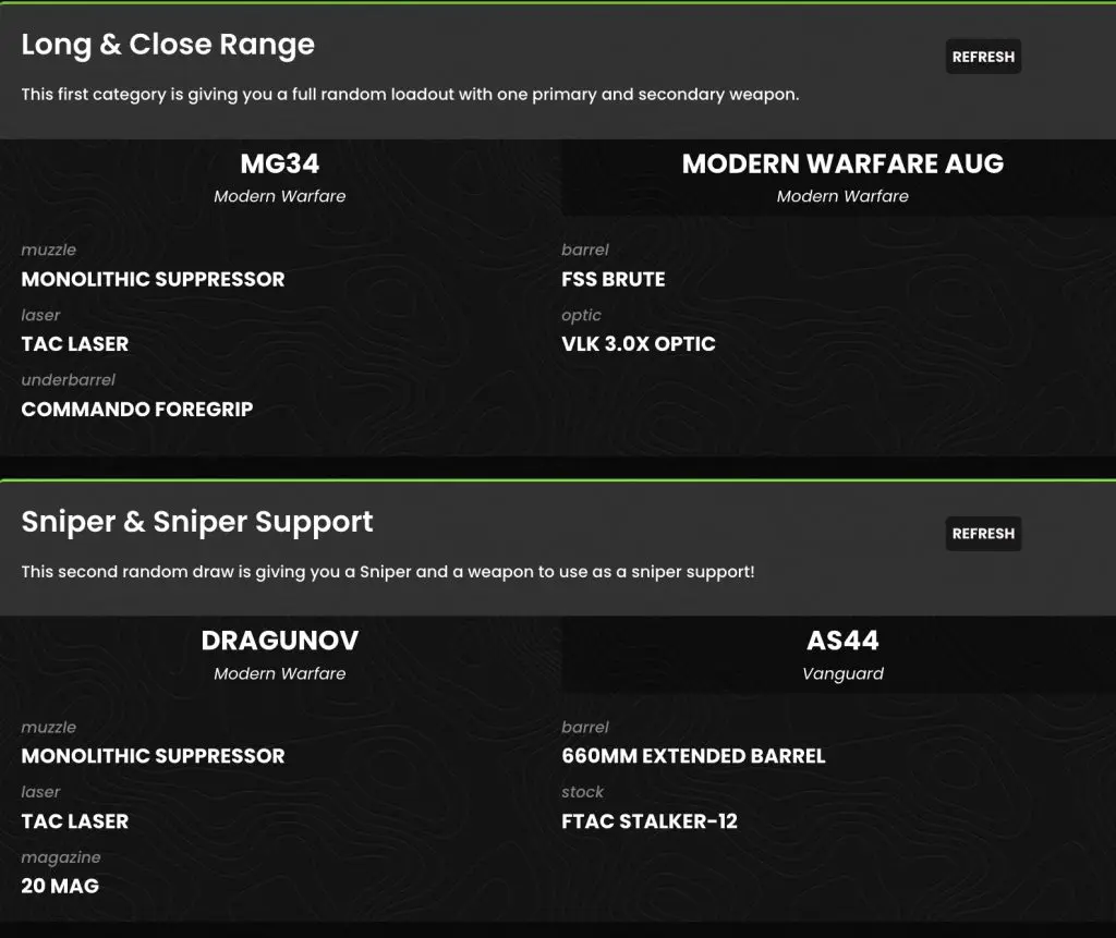 random warzone loadout generator