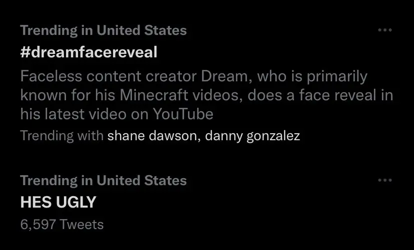 dream face reveal trend