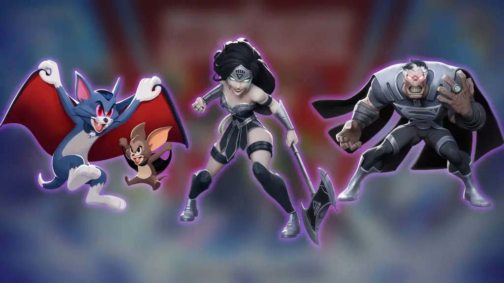 Halloween-themed Tom & Jerry, Wonder Woman, and Superman skins in MultiVersus