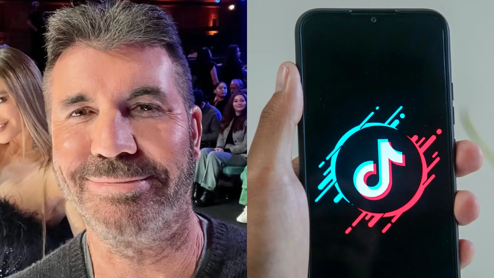 Simon Cowell next to TikTok logo