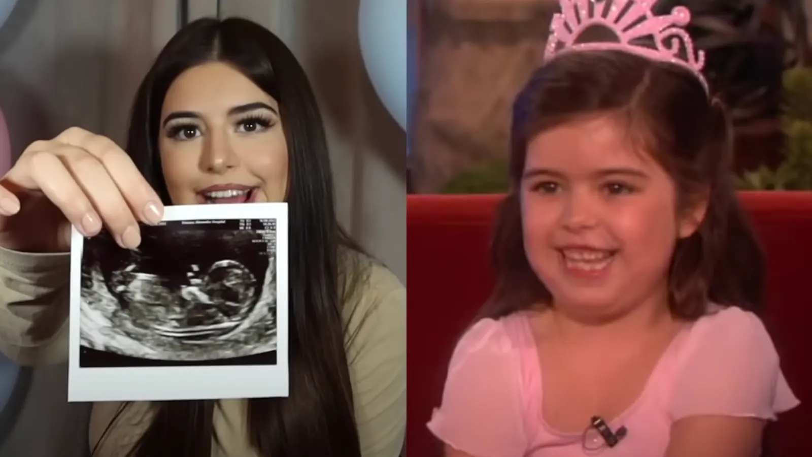 Sophia Grace holding a baby scan