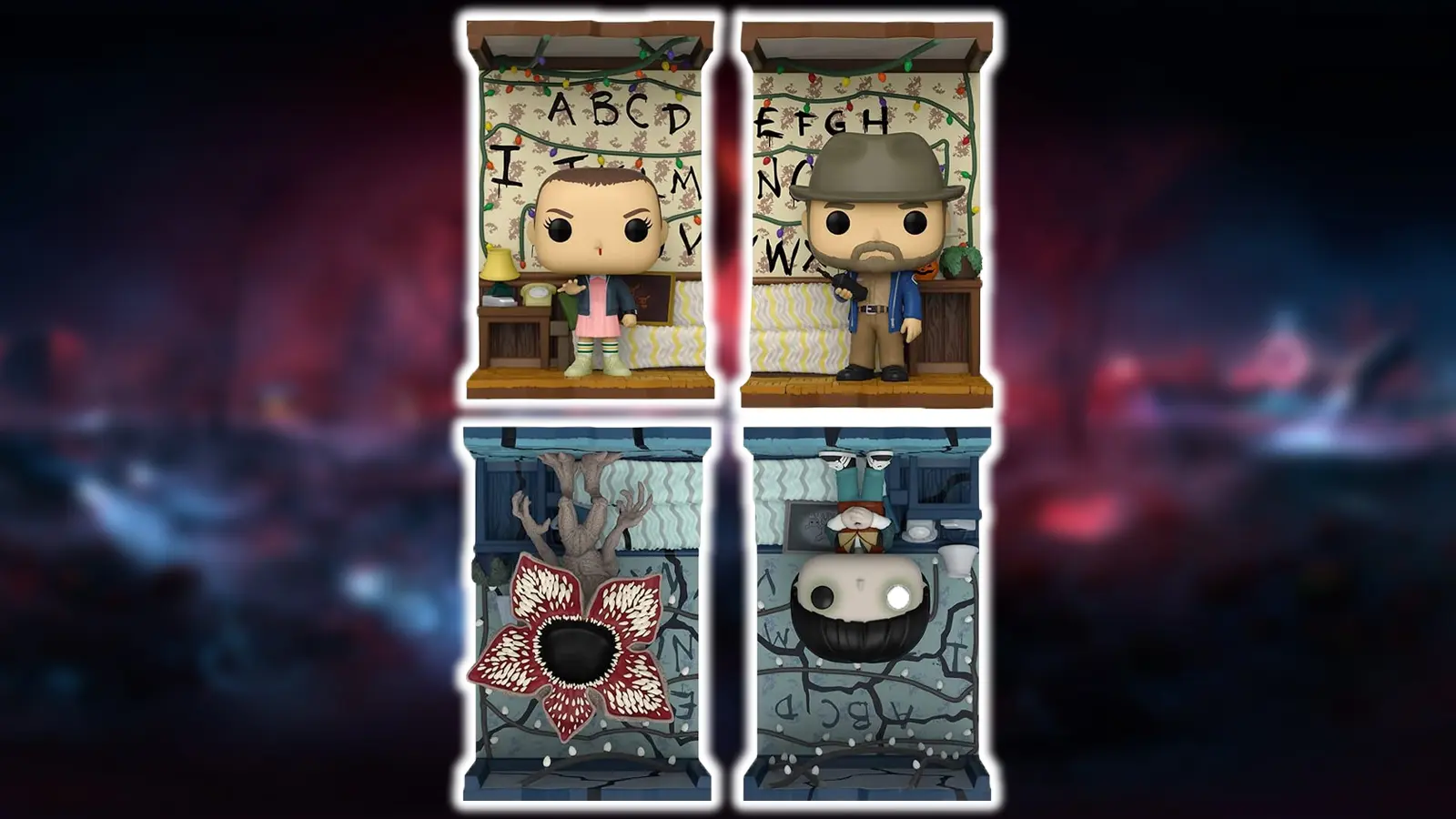 cover art for Funko Pop! vinyl figurines from Stanger Things